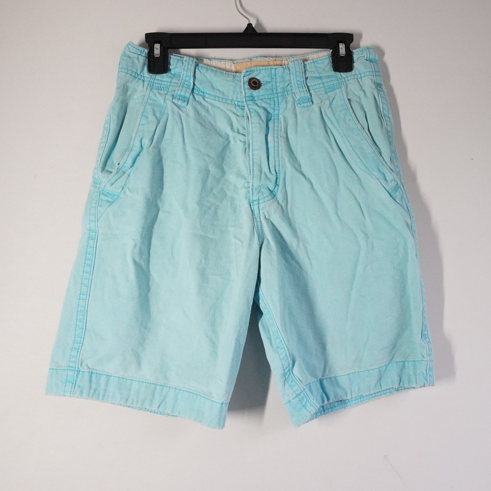 Hollister Y2K Men Light Blue Cotton Chino Shorts 28 Button‎ Fly Summer Casual